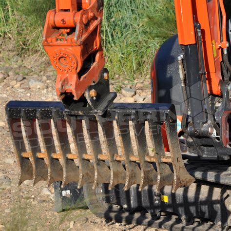 compact excavator rake attachment|land rake for mini excavators.